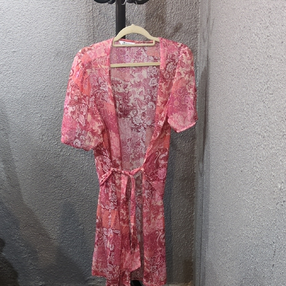 Cupshe Floral Pink Sheer Bathing Suit Cover